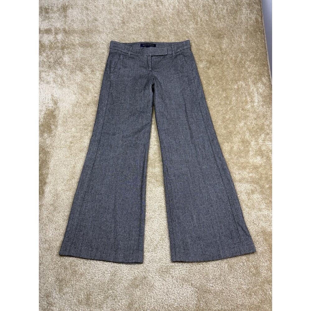 French Connection Low Rise Wide Leg Trousers 6 Heathered Gray Wool Blend A494
